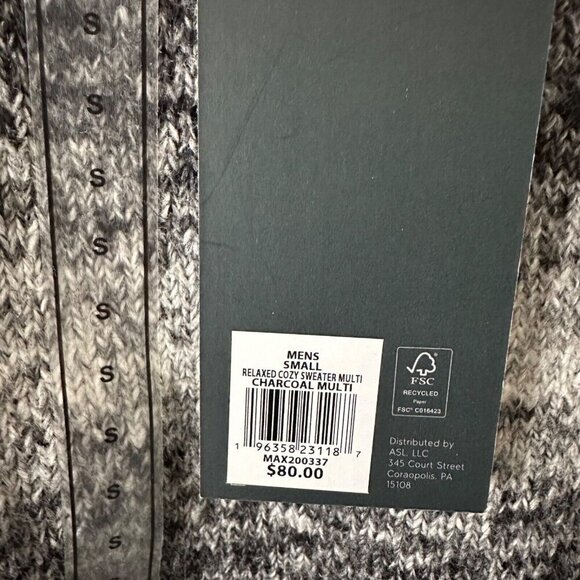VRST Men Size S Charcoal Multi Relaxed Fit Classic CrewNeck Pullover Sweater NWT - Picture 8 of 9